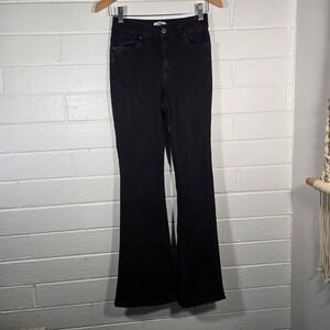 Refuge Denim Austin Flare Jeans 3 Black Mid Rise Push Up Stretch Goth Grunge Emo